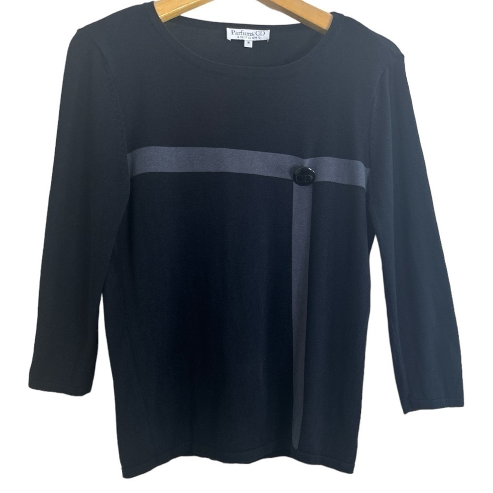 Christian Dior Parfums CD Uniform Black Silk-Cotton Sweater Medium